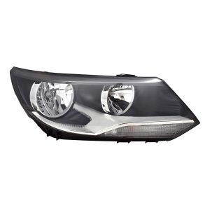 Headlight For 2012-17 Volkswagen Tiguan Right Side Halogen Black Chrome Housing