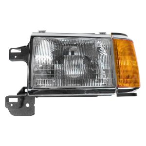Headlight For 1987-91 Ford F-250 Driver Side Halogen Clear Lens With Chrome Trim