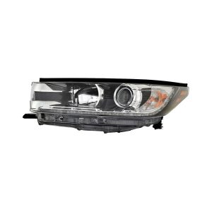 Headlight For 2019 Toyota Highlander Driver Side Black Chrome Housing LED - CAPA