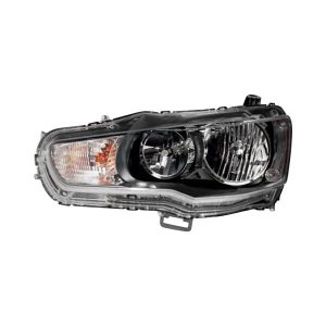 Headlight For 2009-15 Mitsubishi Evolution Driver Side Black Housing Clear Lens