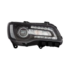 Headlight For 2018-2022 Chrysler 300 Right Side Black Chrome Housing LED - CAPA