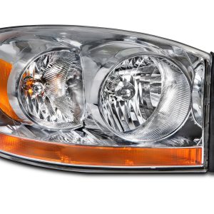 Headlight For 2006 Dodge Ram 1500 Right Side Chrome Housing Clear Lens Halogen