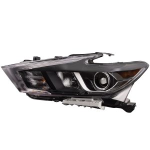 Headlight For 2016-2018 Nissan Maxima Left Side Black Chrome Housing Clear Lens