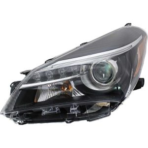 Headlight For 2015-17 Toyota Yaris Left Side Black Chrome Housing Halogen - CAPA