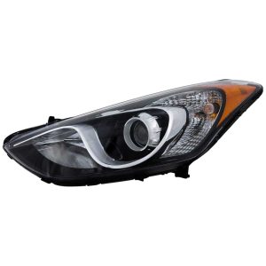 Headlight For 2013-2017 Hyundai Elantra GT Left Side Halogen Black Chrome - CAPA