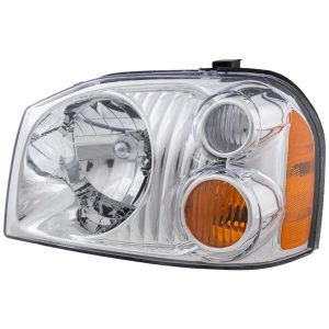 Headlight For 2001-2004 Nissan Frontier Driver Side Chrome Housing Clear - CAPA
