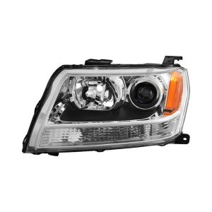 Headlight For 2006-08 Suzuki Grand Vitara Driver Side Black Chrome Housing Clear