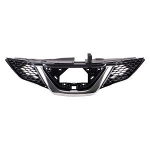 Grille For 2018-2019 Nissan Rogue Sport With Camera Painted Black Chrome Molding
