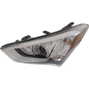 Headlight For 2013-2016 Hyundai Santa Fe Left Side Black Chrome Housing - CAPA