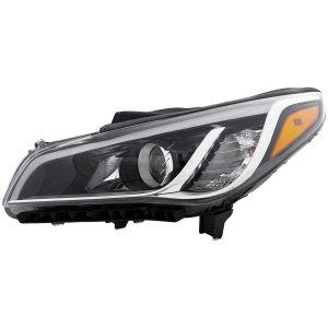 Headlight For 2015-2017 Hyundai Sonata Left Side Black Chrome Housing - CAPA