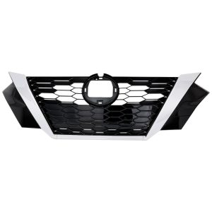 Grille For 2023 Nissan Sentra Black Shell With Chrome Insert Smoke Black Molding