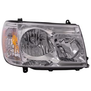 Headlight For 2006-2007 Toyota Land Cruiser Right Side Chrome Housing Clear Lens