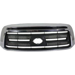 New Grille For 2010-2013 Toyota Tundra Upper Chrome Shell Textured Black Insert