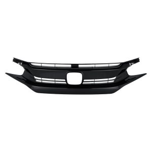 New Grille For 2017-19 Honda Civic Hatchback Painted Black Shell Insert Plastic
