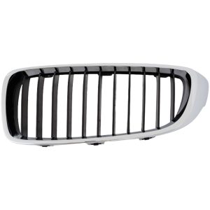 Grille For 2017-2020 BMW 440i Gran Coupe Driver Side Chrome Shell Textured Black
