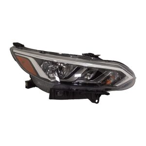 Headlight For 2020-2021 Nissan Sentra Right Side Black Chrome Halogen Clear-CAPA
