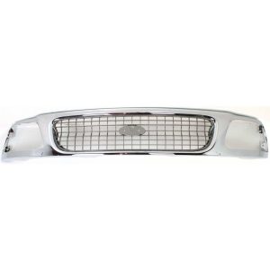 New Grille For 1997-1998 Ford F150 Ford Expedition Chrome Shell Silver Insert