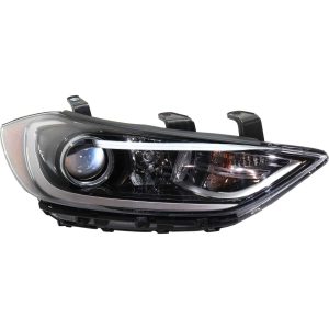 Headlight For 2017-2018 Hyundai Elantra Right Side Black Housing Clear Lens DRL